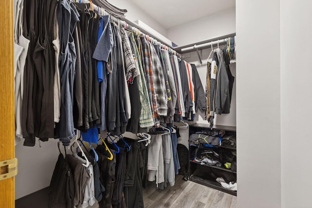 spacious closet with wood finished floors