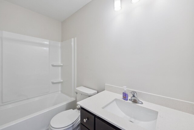 18357 Glacier Way, Lakeville, MN 55044 - bathroom featuring toilet, shower / washtub combination, and vanity