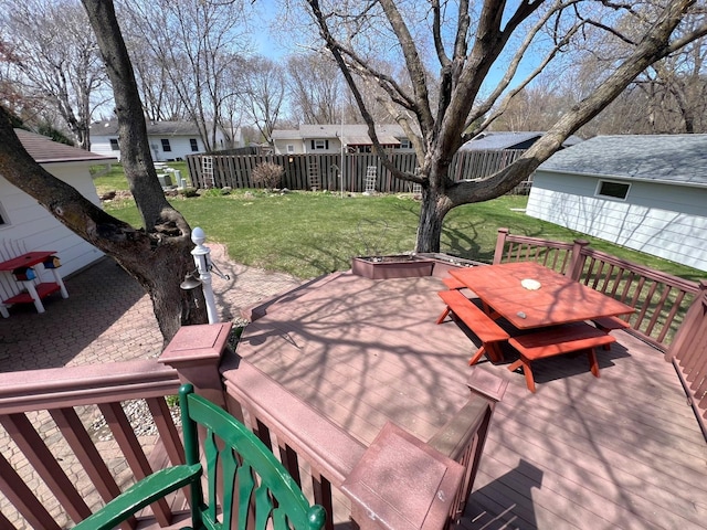 view of patio / terrace featuring outdoor dining area and a wooden deck
