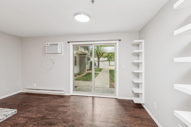 2110 Ridge Dr Unit 11, Saint Louis Park, MN 55416 - unfurnished dining area with a baseboard heating unit, a wall mounted air conditioner, wood finished floors, and baseboards