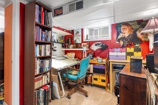 home office featuring carpet floors