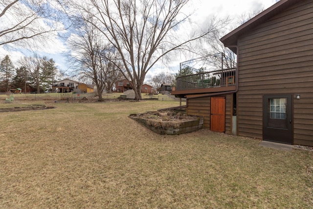 view of yard with a deck