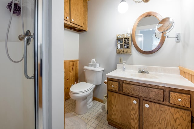 106 4th St, Cyrus, MN 56323 - bathroom featuring walk in shower, vanity, and toilet
