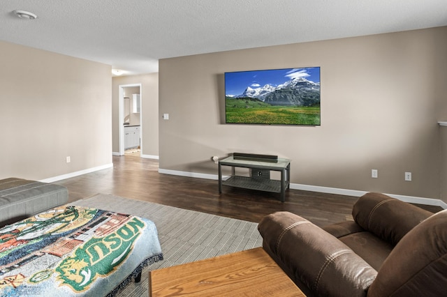 living room with baseboards and wood finished floors