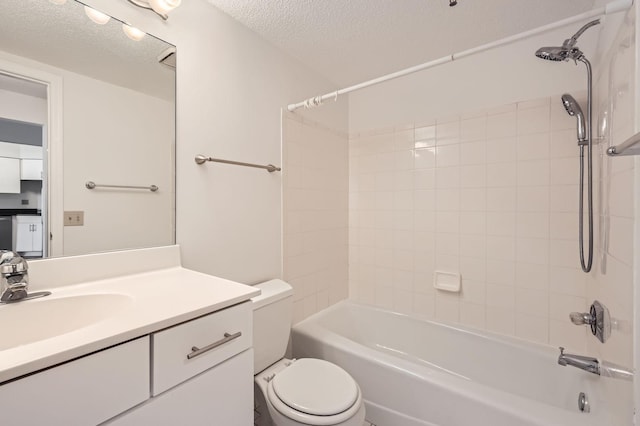 401 1st St Unit 414, Minneapolis, MN 55401 - bathroom with a textured ceiling, toilet, vanity, and shower / washtub combination