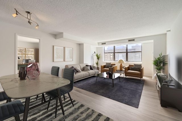 401 1st St Unit 414, Minneapolis, MN 55401 - living area with light wood-style flooring and a textured ceiling