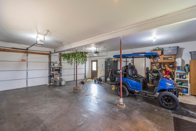 garage with a garage door opener