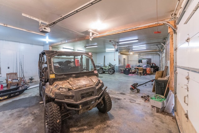 garage with a garage door opener