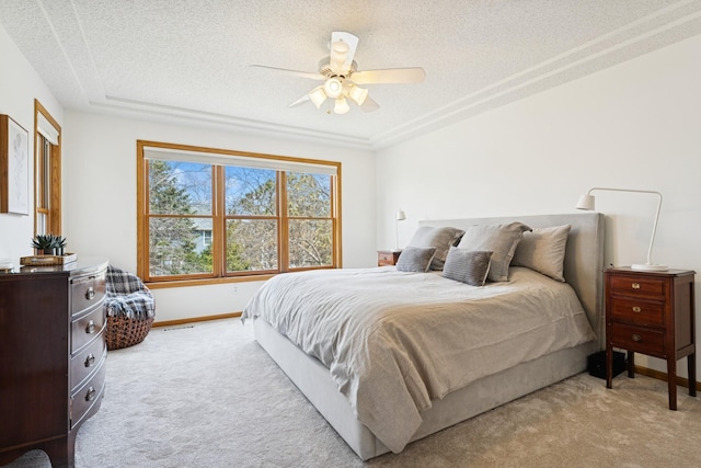 3412 Williamsburg Pkwy, Woodbury, MN 55129 - carpeted bedroom featuring baseboards, a ceiling fan, a textured ceiling, and visible vents
