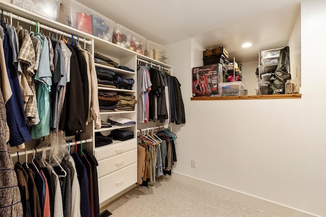 spacious closet featuring carpet floors