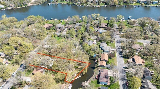 956 10th Ave SE, Forest Lake, MN 55025 - aerial view of residential area with a large body of water and property parcel outlined
