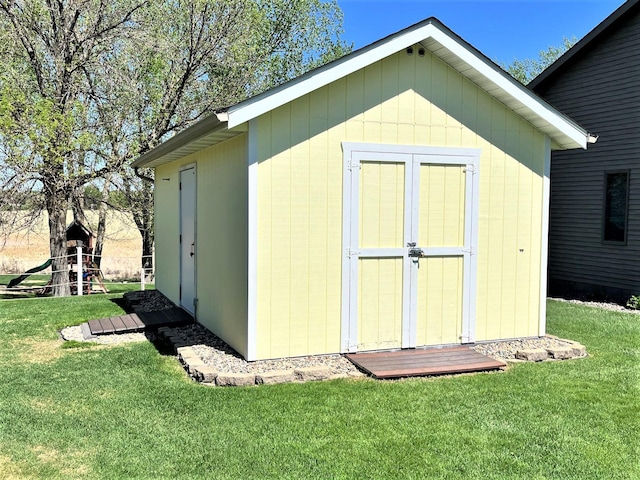 view of shed
