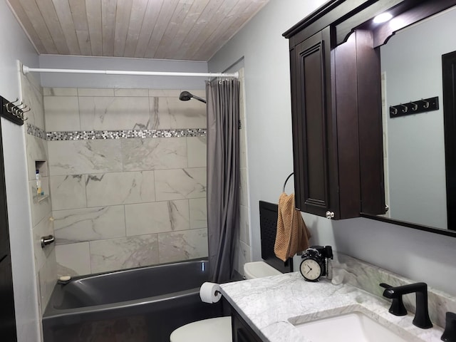 5344 Shady Ln, Canosia Twp, MN 55811 - bathroom with toilet, vanity, and shower / bathtub combination with curtain
