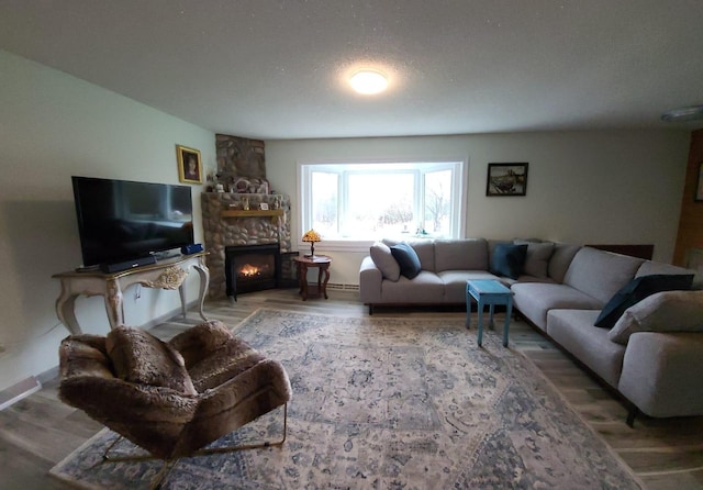 5344 Shady Ln, Canosia Twp, MN 55811 - living area featuring baseboards, a fireplace, and wood finished floors