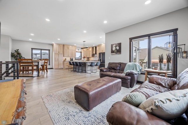 134 Newport Pkwy N, Kindred, ND 58051 - living area featuring light wood finished floors and recessed lighting