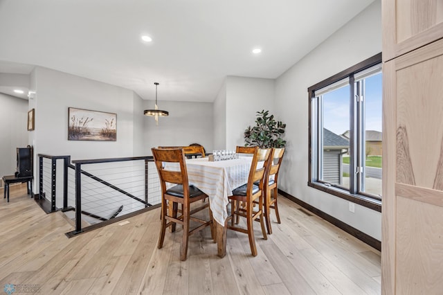 134 Newport Pkwy N, Kindred, ND 58051 - dining area featuring baseboards, recessed lighting, visible vents, and light wood-type flooring