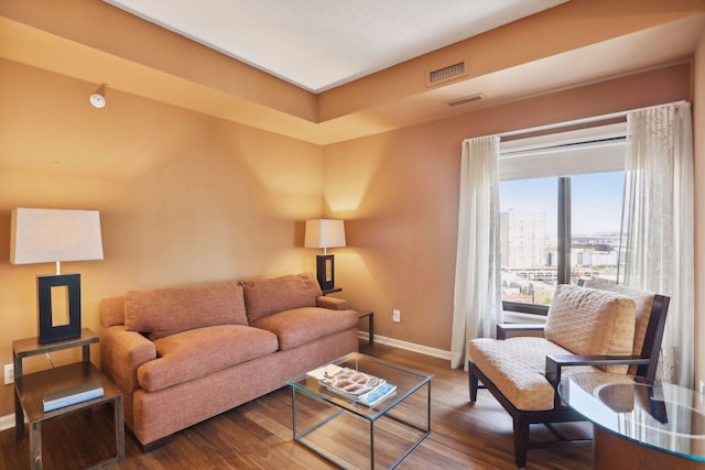 1235 Yale Pl Unit 1706, Minneapolis, MN 55403 - living area with baseboards, wood finished floors, and visible vents