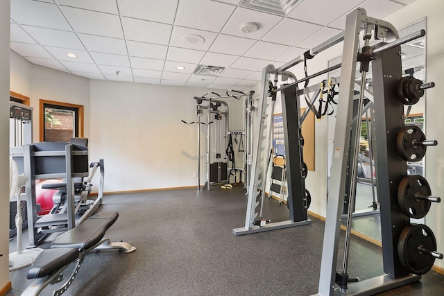 1235 Yale Pl Unit 1706, Minneapolis, MN 55403 - workout area with baseboards, a drop ceiling, and visible vents