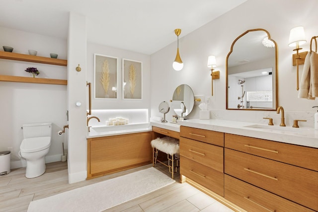 215 Barry Ave S Unit 116And 114, Wayzata, MN 55391 - bathroom featuring wood finished floors, toilet, vanity, a shower, and a bathtub