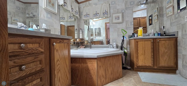 full bathroom featuring vanity and crown molding