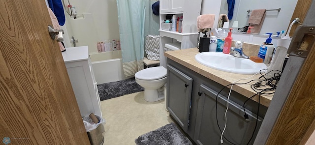 24744 Mound Rd, Dane Prairie Twp, MN 56537 - full bath featuring vanity, toilet, and shower / bath combination with curtain