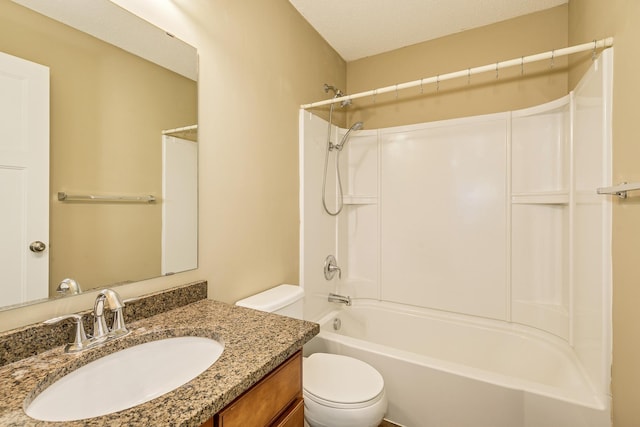 full bath featuring vanity,  shower combination, and toilet