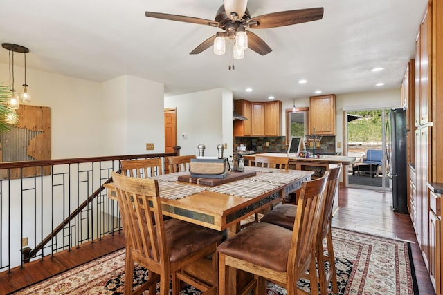 20170 Dunbar Ave, Farmington, MN 55024 - dining area featuring ceiling fan, wood finished floors, and recessed lighting