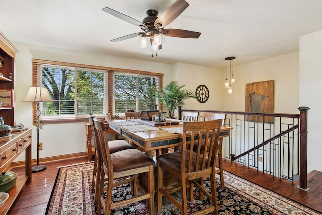 20170 Dunbar Ave, Farmington, MN 55024 - dining space featuring plenty of natural light, ceiling fan, hardwood / wood-style floors, and baseboards