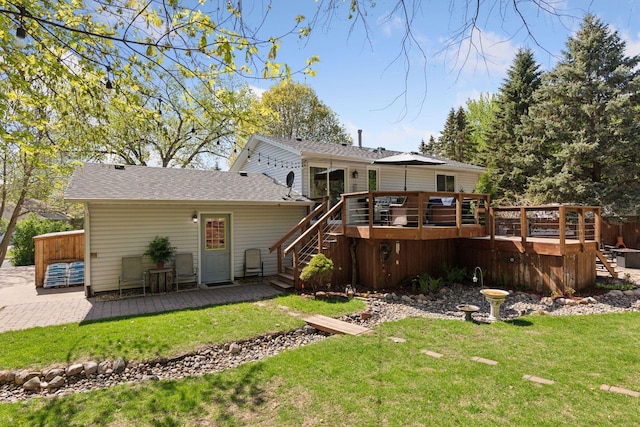 20170 Dunbar Ave, Farmington, MN 55024 - rear view of property featuring stairway, a deck, and a yard
