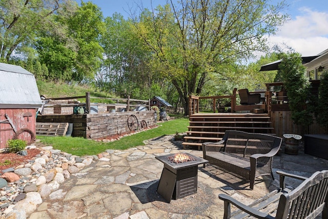 20170 Dunbar Ave, Farmington, MN 55024 - view of patio featuring a fire pit, a deck, and stairs