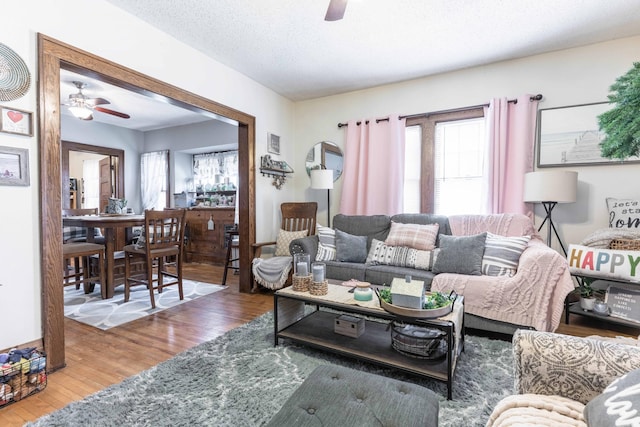 312 Vine St, Fergus Falls, MN 56537 - living area featuring wood finished floors and ceiling fan