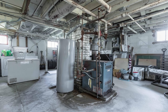312 Vine St, Fergus Falls, MN 56537 - basement with independent washer and dryer and gas water heater