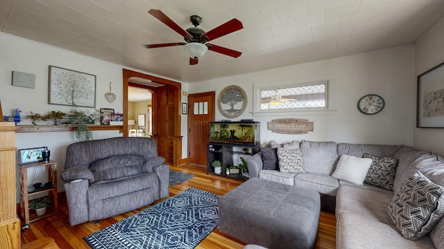 621 Fillmore St SE, Chatfield, MN 55923 - living room with a ceiling fan and wood finished floors