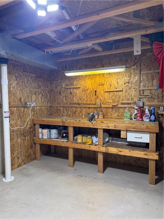 below grade area featuring a workshop area