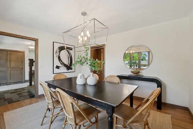 7000 Lanham Ln, Edina, MN 55439 - dining space with a chandelier and dark wood-style floors