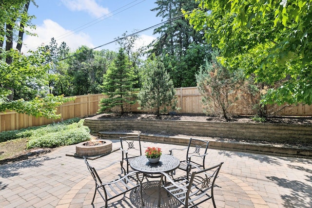 7000 Lanham Ln, Edina, MN 55439 - fenced backyard with an outdoor fire pit and a patio area