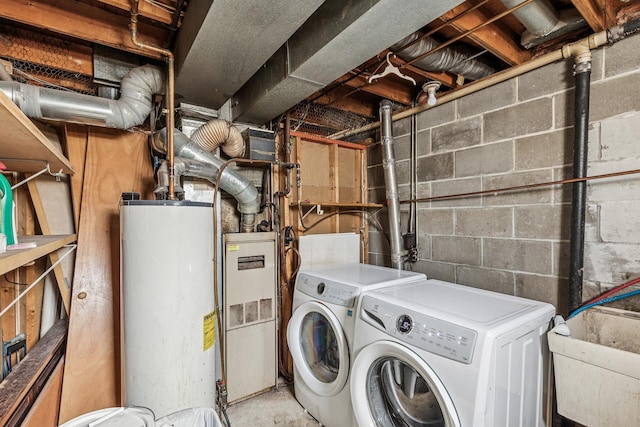 360 Hawthorne Ave E, Saint Paul, MN 55130 - laundry area featuring gas water heater and washer and dryer