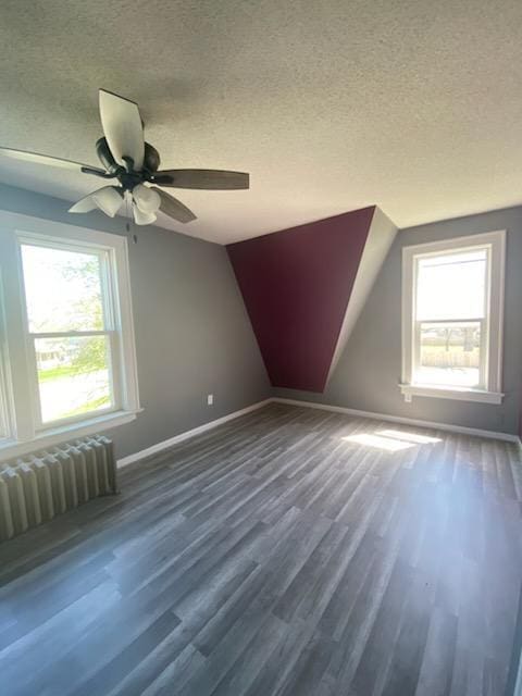 528 Broadway St, Spring Valley, MN 55975 - additional living space with radiator, a healthy amount of sunlight, ceiling fan, and a textured ceiling