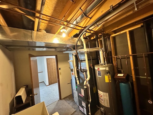 utilities with heating unit and gas water heater