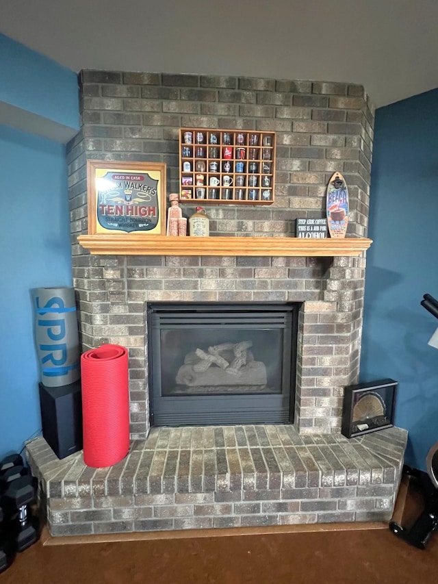 detailed view of a brick fireplace