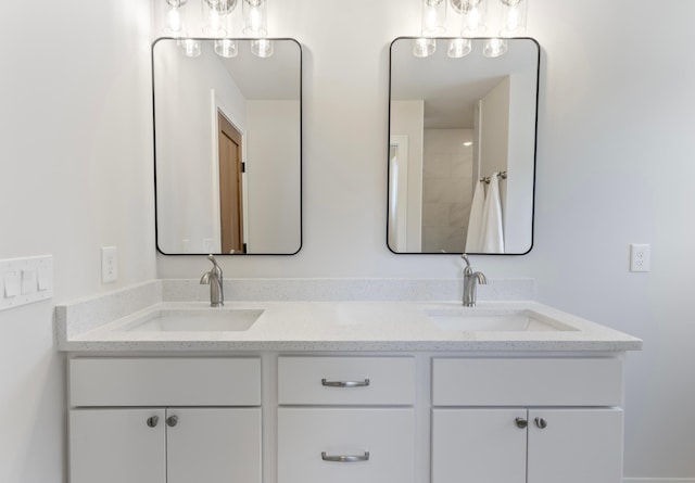 5345 45th Ave S, Minneapolis, MN 55417 - full bath with double vanity and a shower with shower curtain