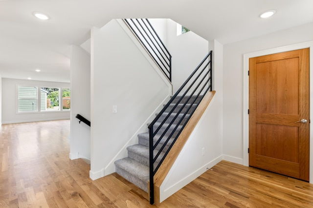 5345 45th Ave S, Minneapolis, MN 55417 - stairway with wood finished floors and recessed lighting