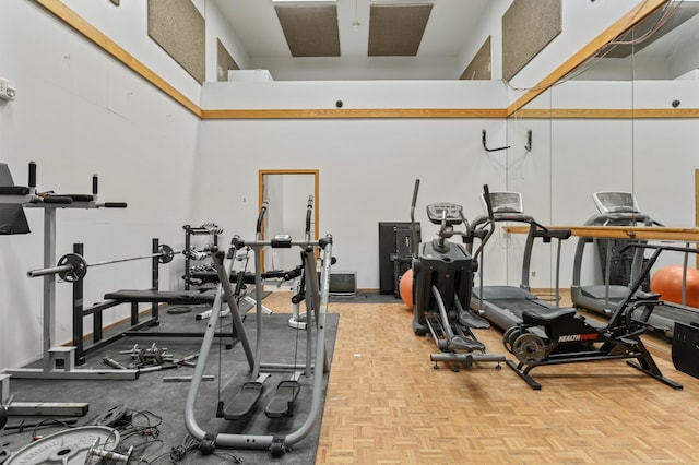 4387 Wilshire Blvd Unit 202, Mound, MN 55364 - exercise room with a high ceiling
