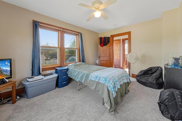 205 2nd St SW, Blooming Prairie, MN 55917 - bedroom with carpet, multiple windows, and a ceiling fan