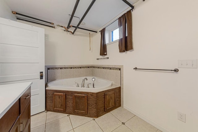 205 2nd St SW, Blooming Prairie, MN 55917 - full bath with a bath, tile patterned floors, baseboards, and vanity