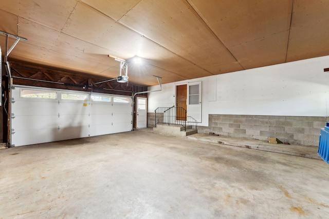 garage with a garage door opener
