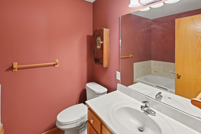 10209 Amery Ave NW, Silver Creek Twp, MN 55362 - full bathroom with toilet, vanity, a bath, and baseboards