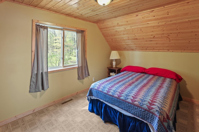 10209 Amery Ave NW, Silver Creek Twp, MN 55362 - carpeted bedroom with wood ceiling, vaulted ceiling, and baseboards