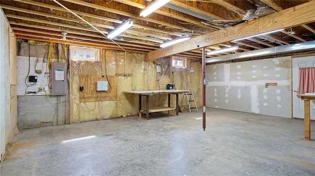 basement with electric panel