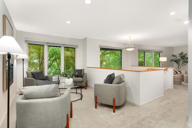 2117 Indian Rd W, Minnetonka, MN 55305 - living room with light carpet, baseboards, and recessed lighting